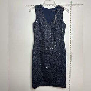 White House Black Market Navy Sequin Midi Dress